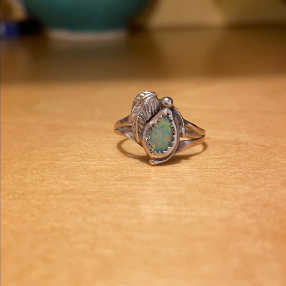 Sterling Silver Opal Ring 6.5